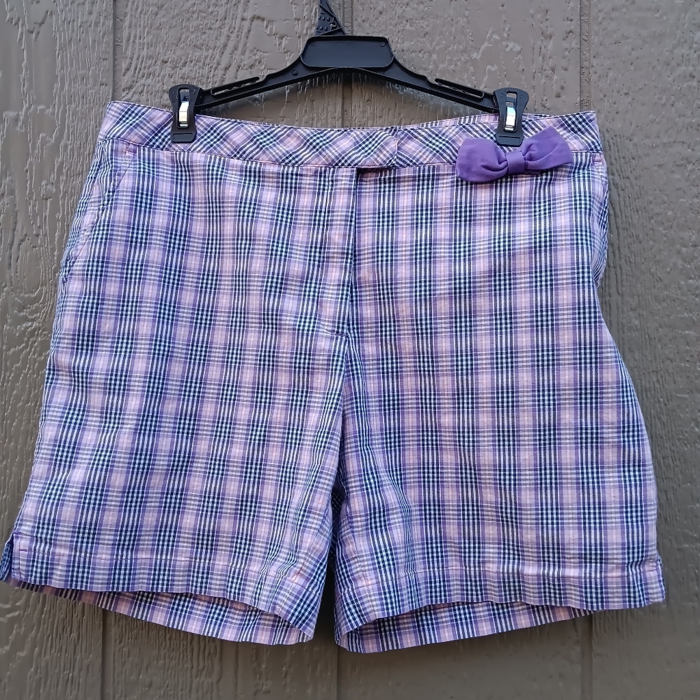 Lady Hagen Lavender Plaid Golf Walking Shorts 10